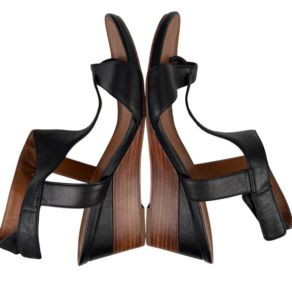 Franco Sarto Women's Dori Wedge Sandals Leather Black Size 9 - Picture 6 of 8